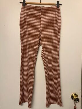 Rust Gingham Straight-Leg Pants